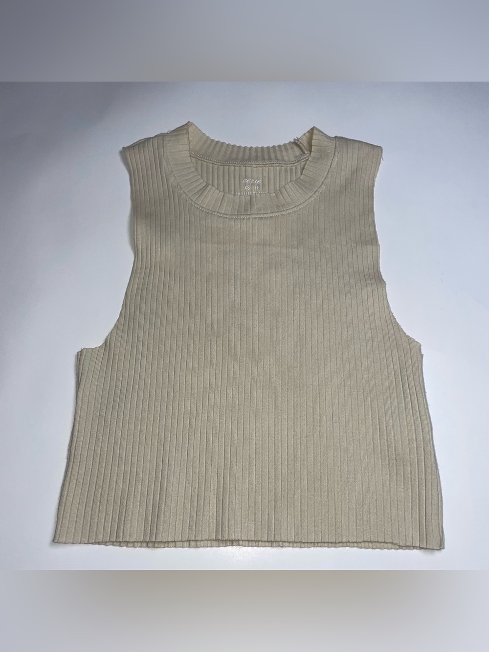 Aerie XS Tan Turtleneck Cotton Blend Tank Top Clean Girl Soft Summer